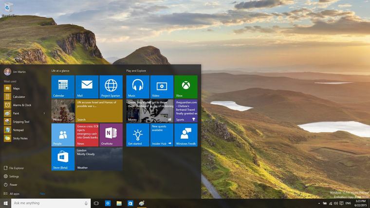 Giao diện Windows 10 là sự kết hợp giữa những tính năng nổi bật của hai hệ điều hành Windows 7 và 8
