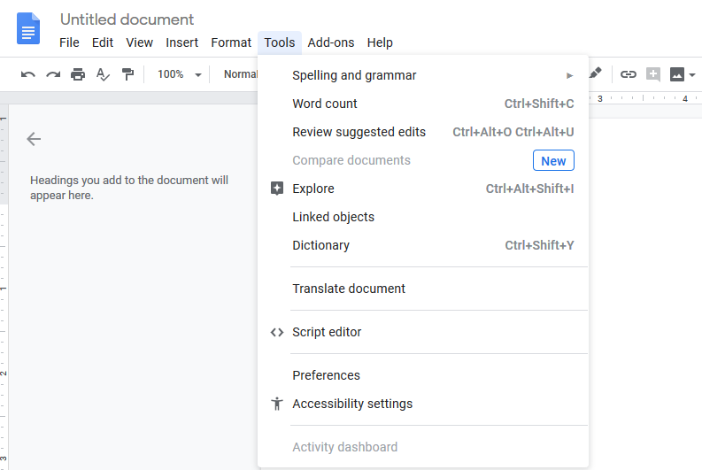 Các công cụ hỗ trợ của Google Docs