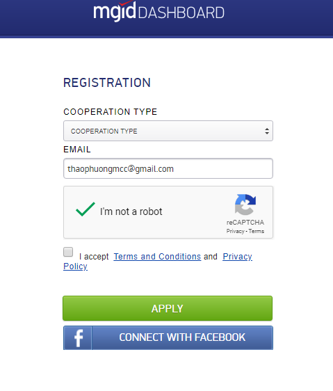 Điền đủ thông tin vào form đăng ký